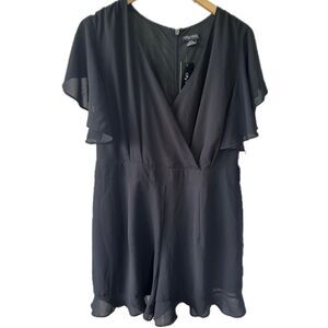 City Chic NWT Women's Frill Love Flutter Sleeves Surplice Playsuit Romper 14